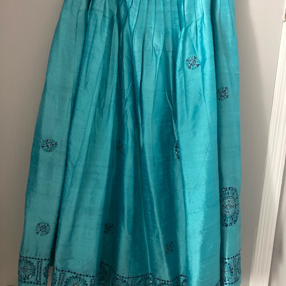 Soft Surroundings Turquoise Embroidered Maxi Skirt - Picture 6 of 10